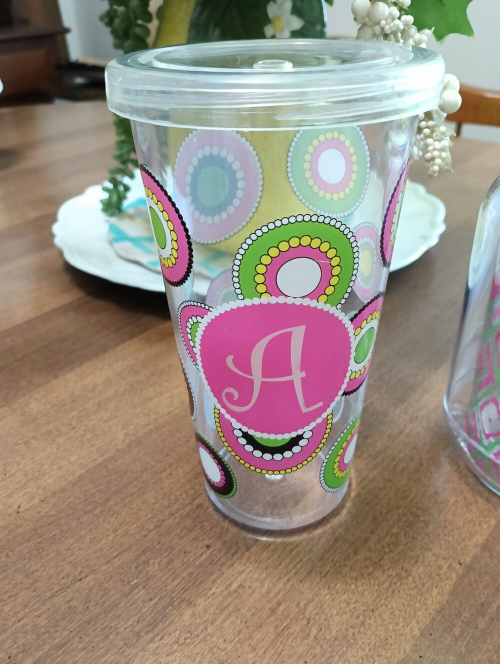 🌺NWOT 2 Decorative Initial "A" Acrylic Drink Cups🌺 - Picture 2 of 10